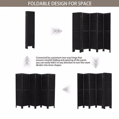Wooakway Wood Room Dividers 5.6Ft Tall and Folding Privacy Screens for Home, Office