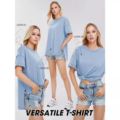 EXLURA Womens Summer Oversized T Shirts Casual Short Sleeve Loose Maternity Tops Crewneck Tunic Plus Gym Workout Top