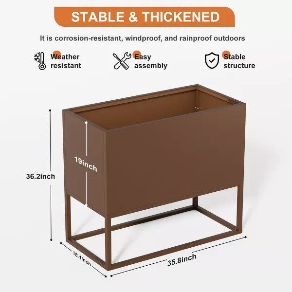 Wooakway Outdoor/Indoor/Decor Metal Elevated Raised Garden Bed Planter Box Planter Pots Cachepot Nursery Pot