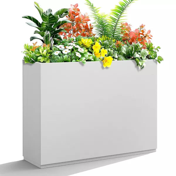 TOAOTBNBO Metal Planters with Drainage Holes, Tall Planter with Removable Shelf, Outdoor Planter Pots for Garden and Porch, White