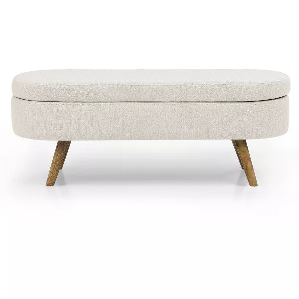 Dexmalle Tufted Storage Bench with Rubber Wood Legs,Beige