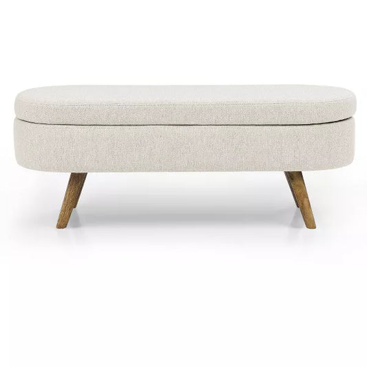 Dexmalle Tufted Storage Bench with Rubber Wood Legs,Beige