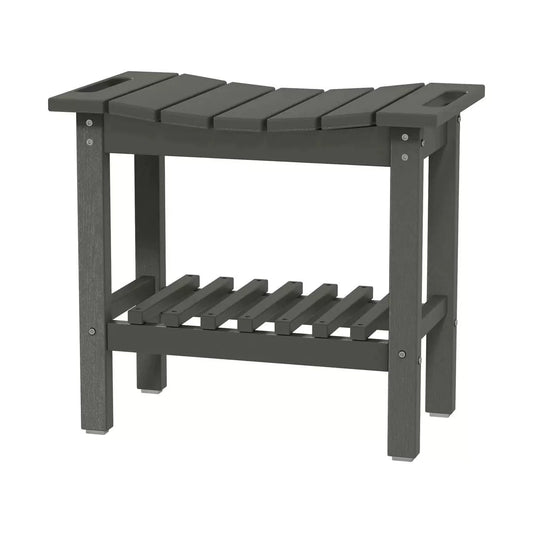Resenkos Shower Ottoman Bench,Shower Bench, Waterproof Shower Stool with Handle, Storage Shelf, Dark Gray