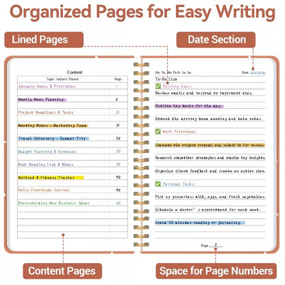 Belatt Lined Spiral Journal Notebook, A5 College Ruled Notebook for Journaling, Note-Taking, and Daily Planning, Durable Hardcover with Elegant Design