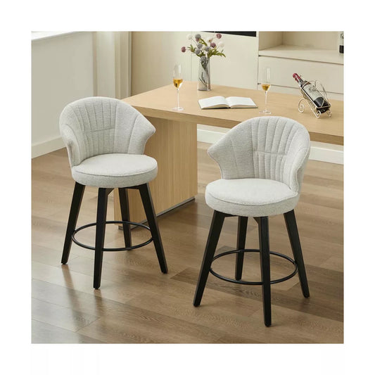 Resenkos Counter Bar Stools, Counter Stool,Set of 2 Counter Height Swivel Bar Stools with Wide Backrest, White