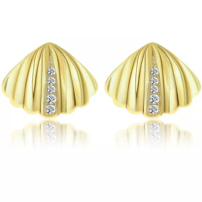 Molenia 14K Gold Plated Seashell Earrings 925 Sterling Silver Shell Stud Earrings Beach Jewelry Ocean Summer Vacation Small Gifts for Women Her Girls