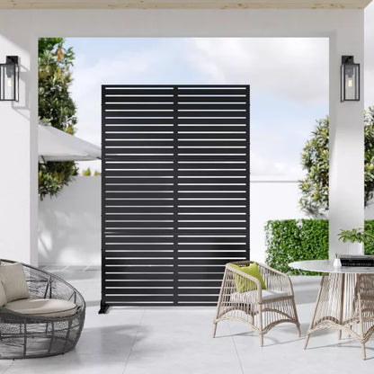 Wooakway 72"H 47"W 16"D Metal Outdoor Privacy Screen Freestanding Patio Decorative Screens