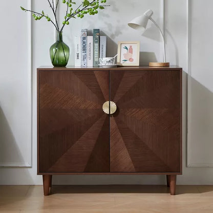 LOVSO 39.4''Kitchen Sideboard,Mid-Century Wood Coffee Bar Buffet,with 2 Doors and ShelvesTable for Kitchen Dining Room,Living Room,Walnut