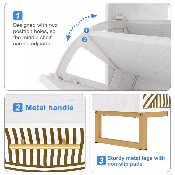 Resenkos Yardi Yard Wood Shoe Storage Cabinet, Narrow Closet Shoe Organizer Rack for Entryway, Beige