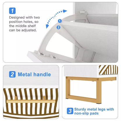 Resenkos Yardi Yard Wood Shoe Storage Cabinet, Narrow Closet Shoe Organizer Rack for Entryway, Beige