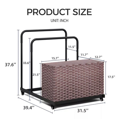 Maggift Wheelbarrows, Pool Cart with Wheels, Storage and Towel Rack, Storage Deck Box for Outdoor Patio Float,for patio, Brown, 31.5"*39.4"*37.6"