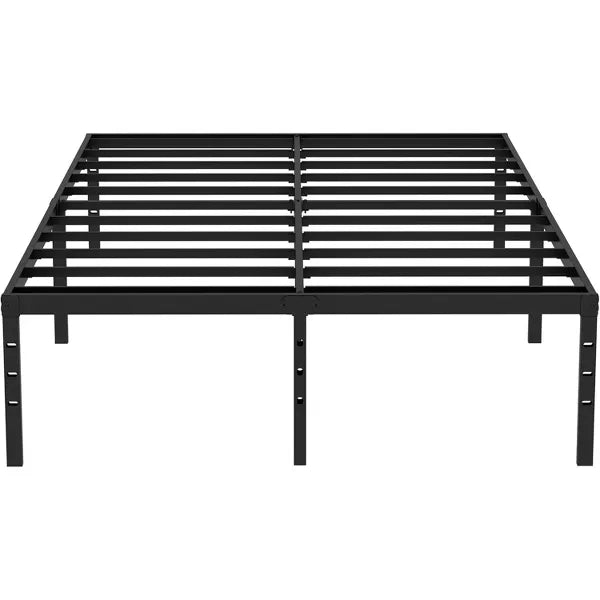 Heavy Duty Metal Platform King Bed Frame 79.5"L x 75.6"W x 14"H 3500lbs Capacity Underbed Storage Easy Assembly Black Finish No Box Spring Required