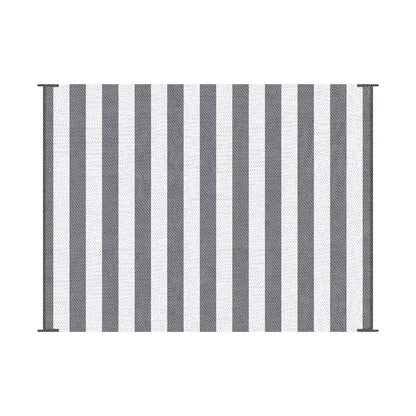 Resenkos Floor Mat Carpet,Indoor Door Mat,Reversible Outdoor Rug, 9'x 12' Waterproof Straw Floor Mat, Portable RV Camping Carpet, Gray & White Striped