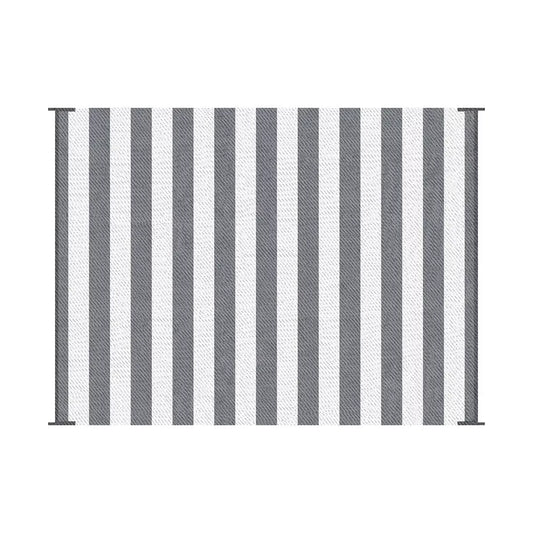 Resenkos Floor Mat Carpet,Indoor Door Mat,Reversible Outdoor Rug, 9'x 12' Waterproof Straw Floor Mat, Portable RV Camping Carpet, Gray & White Striped