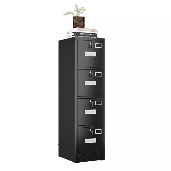 SUXXAN Metal Vertical File Storage Cabinet With 4 Drawer, 4 Lock and Name Card Holder For A4 Letter/legal Size,Assembly Required