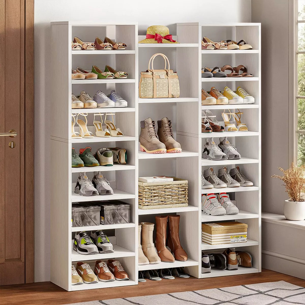 Resenkos Freestanding Shoe Storage Organizer Unit, Wooden Storage Shelf Shoe Rack with 23 Shelves,
