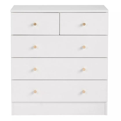 Resenkos 5 Drawer Dresser with Gold Handle, Nursery Dresser Chest Of Drawers Organizer,