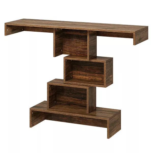 Resenkos Entryway Table, Console Sofa Table,42" Console Table, Wood Sofa Table Accent Table with Geometric Base Brown