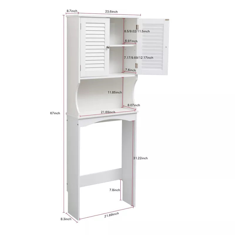 VANIRROR Over The Toilet Storage Cabinet, Bathroom Shelf Over Toilet, Bathroom Storage Cabinet Organizer, White