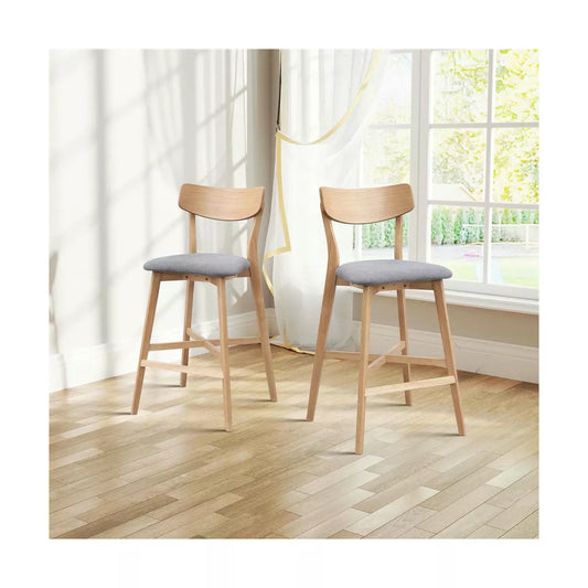 Resenkos Counter Bar Stools, Counter Stool,Wooden Bar Chairs Set of 2, Counter Height Stool with Backrest and Footrest,Oak Brown