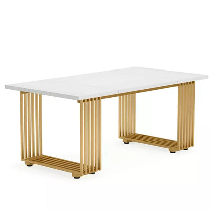 Resenkos Computer Desk, Office Desk, Study Desk,70.9" Executive Desk, Modern Office Computer Desk Conference Table,White & Gold