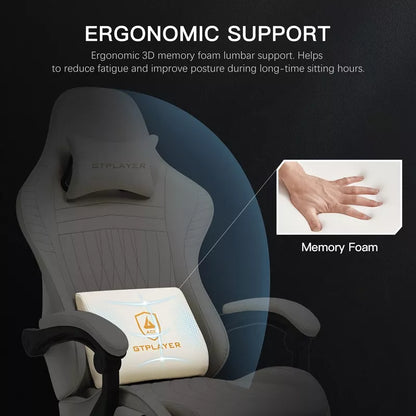 GTPLAYER Pro Gaming Chair with Footrest, Dual Bluetooth 5.1 Speakers PVC Leather Recliner