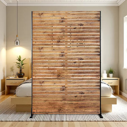 TOAOTBNBO 3-Panel Metal Privacy Screen, Decorative Privacy Fence Panels with Stand, Outdoor Privacy Screen for Patio, Natural Brown