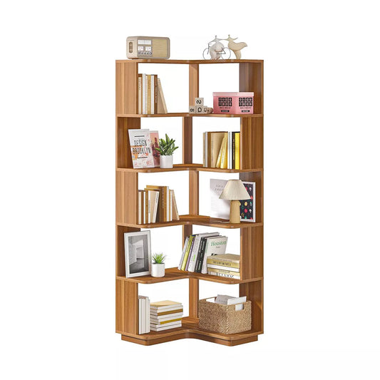 Resenkos Bookshelf, Bookcase Standing Shelf Unts,6-Tier Corner Bookshelf, 64.96" Corner Bookcase with Anti-Drop Panel,White