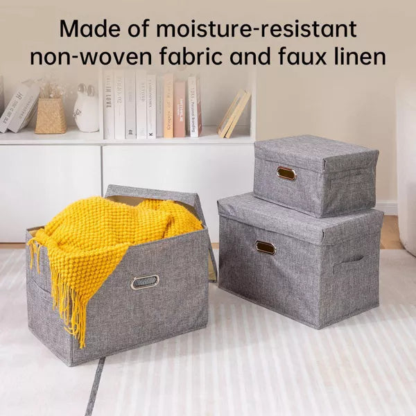 VUSIGN 7.2''X9.6'' Wardrobe Flip-Top Storage Box Small Dark Gray