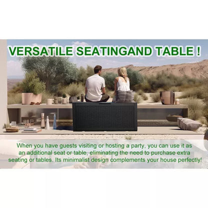 Sersper 100 Gallon Large Resin Deck Box Outdoor Storage Boxes for Patio Furniture,Garden Tools and Pool Supplies-Waterproof,Lockable,Black