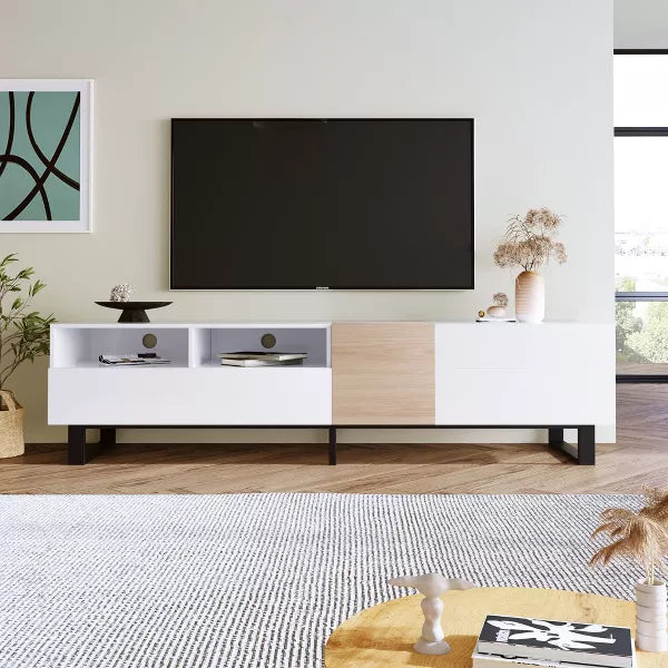 Wooakway Modern TV with Double Storage Space，Media Console Table