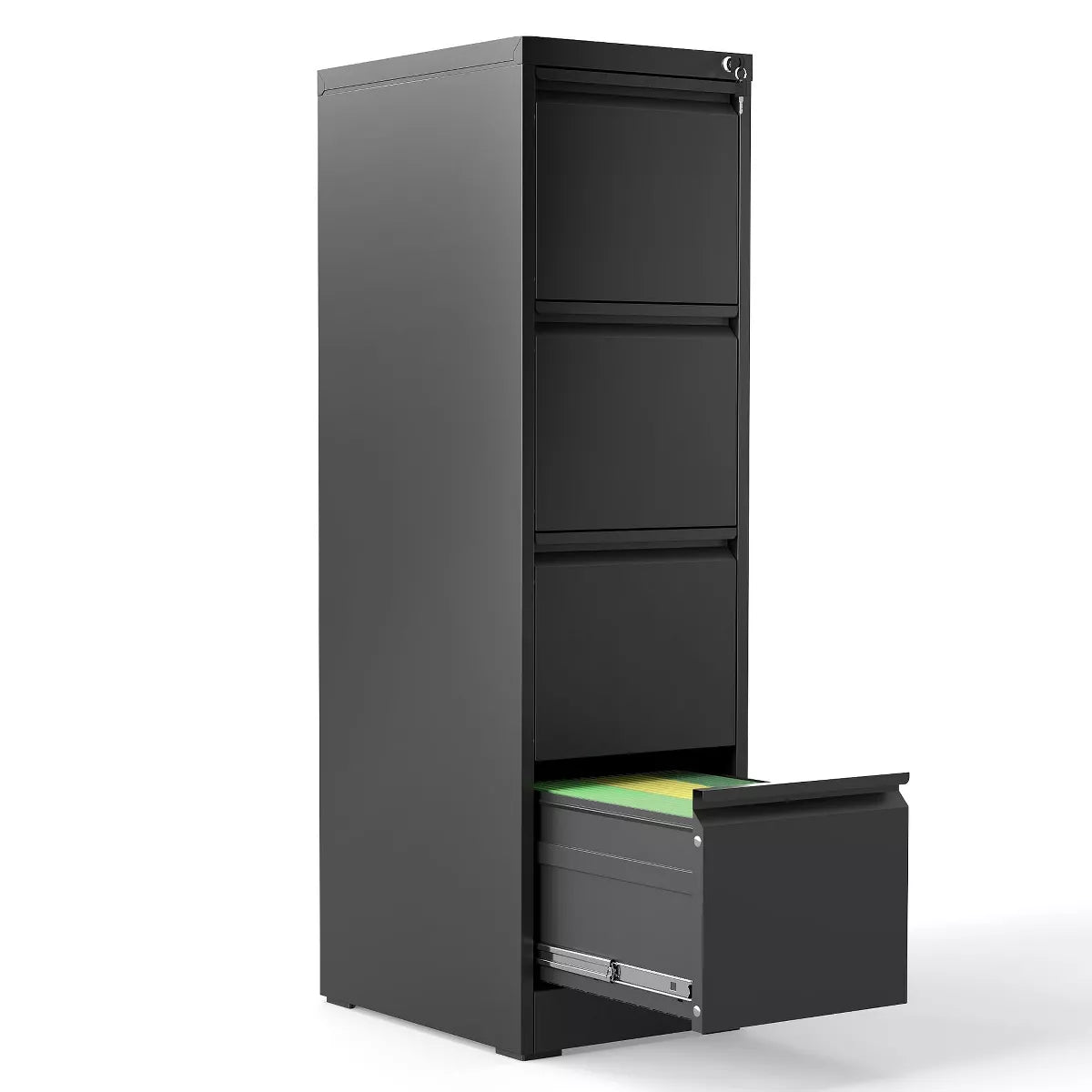 Munora - 4-Drawer Vertical File Cabinet with Lock - Heavy Duty for Letters/Legal/A4 Files - Black