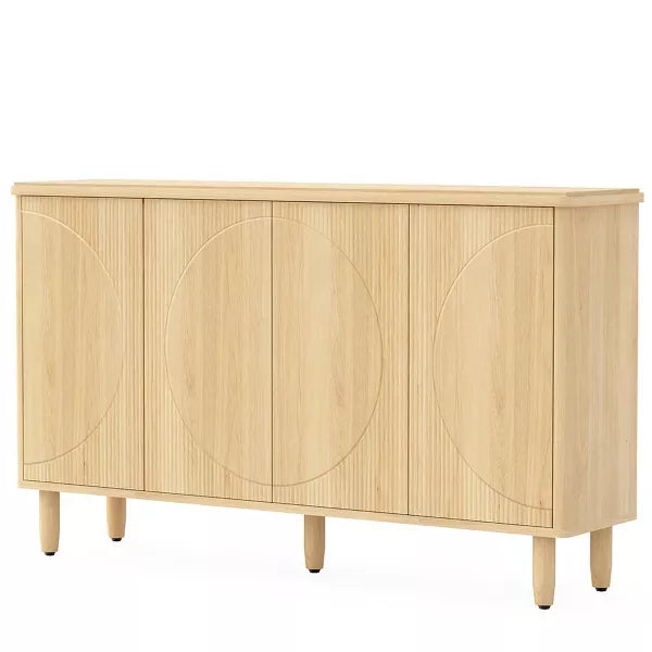 Resenkos Sideboard Buffet, Kitchen Storage Cabinet,59.4" Sideboard Buffet, White Credenza Storage Cabinet with Doors,Beige