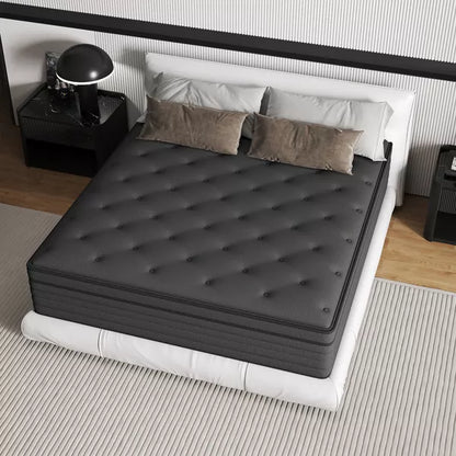 CHEVNI 12-14 Inch Mattress in a box Hybrid Spring Memory Foam Medium Firm Black