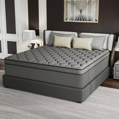 CHEVNI 12 Inch Mattress in a box Hybrid Spring Memory Foam Medium Firm Gray