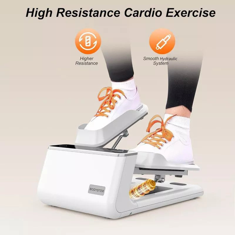 VisioGear Mini Stepper for Home Exercise, Stair Stepper with Smart Display and Resistance Bands, Weight Capacity 330 LBS, White, 14.9*20*14.9
