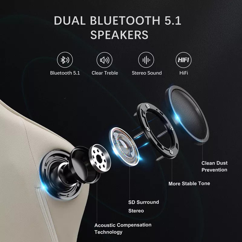 GTPLAYER Pro Gaming Chair with Footrest, Dual Bluetooth 5.1 Speakers PVC Leather Recliner