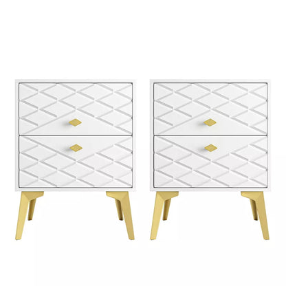 Resenkos 2-Drawer Wood Rectangle Nightstand Set of 2 Side Table Living Room Small End Accent Table, 22" Tall, White