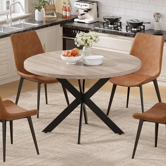 PAKASEPT 47" Mid-century Round Dining Table with Cross Leg, Modern Kitchen Table for 1-4 People