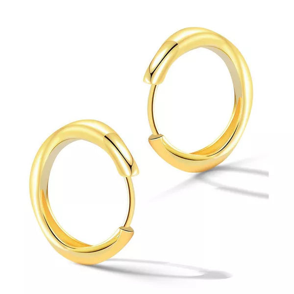 Molenia Huggie Hoop Earrings for Women, 14K Gold Plated Sterling Silver Small Chunky Earrings Fine Jewelry Anniversary Birthday Gifts for Her Women