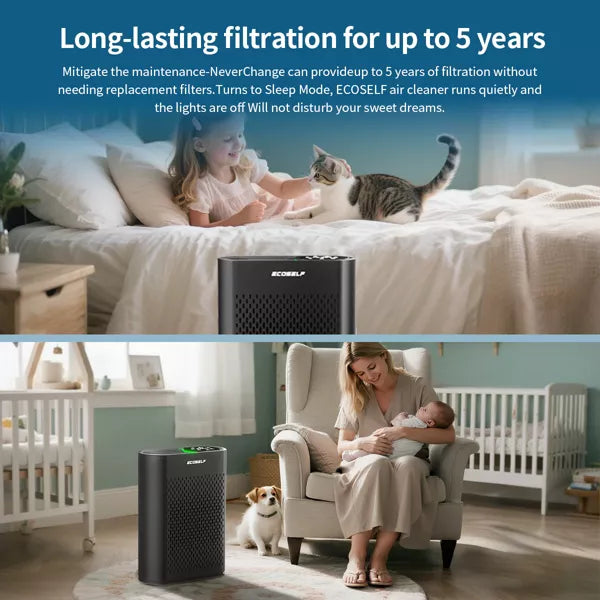 HEPA Air Purifiers for Home Large Room Cover 2400 Ft² with Air Quality Monitor 20dB Sleep Mode,6 Settings,black