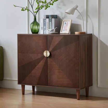 LOVSO 39.4''Kitchen Sideboard,Mid-Century Wood Coffee Bar Buffet,with 2 Doors and ShelvesTable for Kitchen Dining Room,Living Room,Walnut