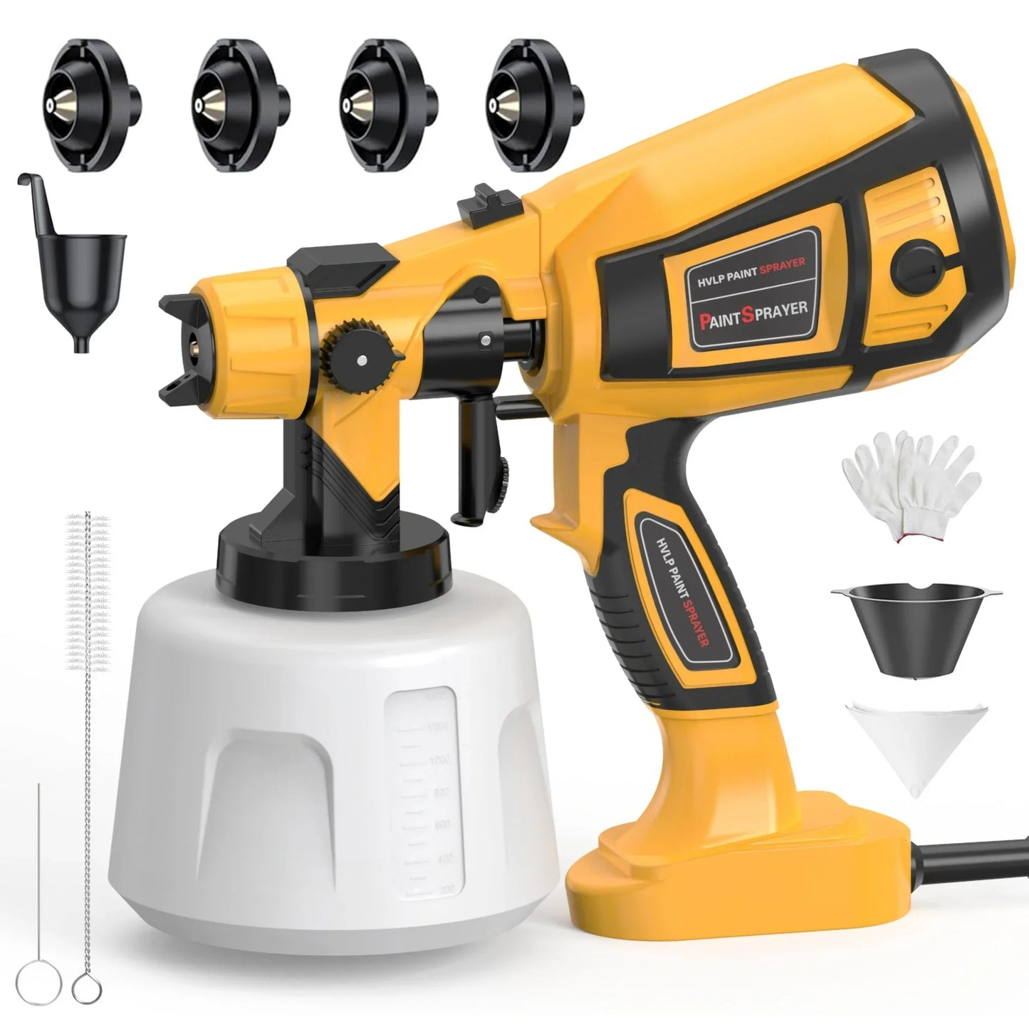 Paint-Sprayer 1000W HVLP High Power Electric Spray Paint Gun 1400ml High Capacity Container Easy to Clean for Furniture Cabinets Fence Walls Door Works Garden Chairs etc