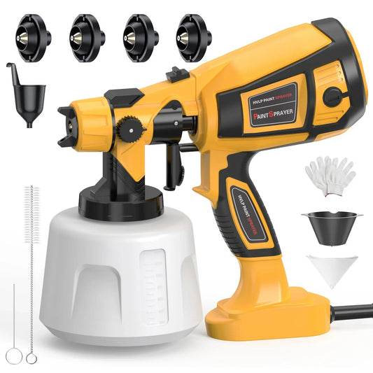 Paint-Sprayer 1000W HVLP High Power Electric Spray Paint Gun 1400ml High Capacity Container Easy to Clean for Furniture Cabinets Fence Walls Door Works Garden Chairs etc