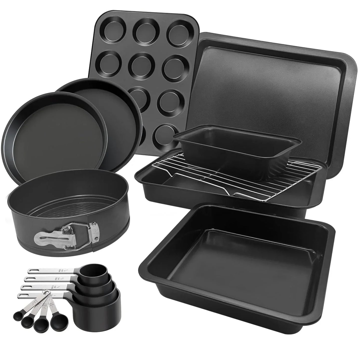 Premium 17 Piece Bakeware Sets | Carbon Steel, Non Stick & Oven Safe up to 500¡ãF | Complete Baking Kit includes 9 Inch Round Cake Pans - Spring Form Pan - Cookie Sheets - Muffin Pan & much more