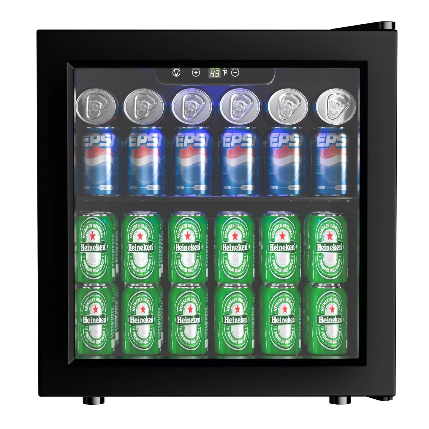 Simzlife 55 Cans Mini Beverage Refrigerator & Portable Beverage Cooler with Double Glass Door, Small Fridge for Home/Office/Bar,Black
