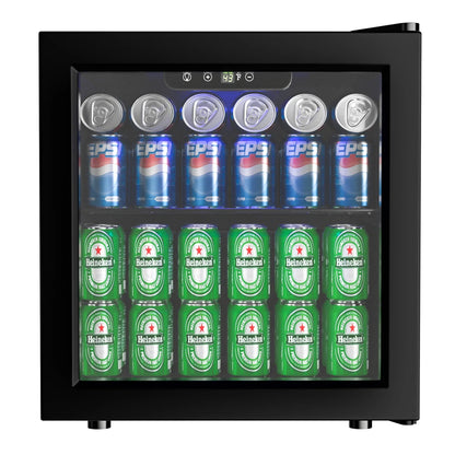 Simzlife 55 Cans Mini Beverage Refrigerator & Portable Beverage Cooler with Double Glass Door, Small Fridge for Home/Office/Bar,Black