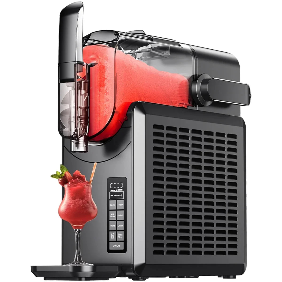 Simzlife Slushie Machine with HyperFreeze Technology - 88 oz 5-in-1 Professional Frozen Drink Maker, 5 Smart Modes, No Ice Needed, Ultra-Quiet Design, Black