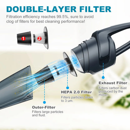 KOSIY Cordless Car Vacuum Cleaner Portable Handheld Vacuum Strong Suction Lightweight Rechargeable