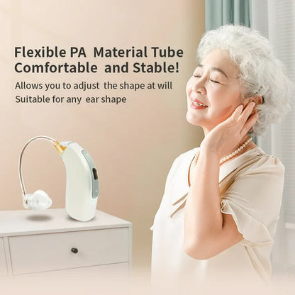 Delmicure Hearing Aids, Portable and Comfortable Digital Hearing Amplifiers with 32 Channel&4 Mode Interface for Moderate to Severe Hearing Loss in the Elderly, White